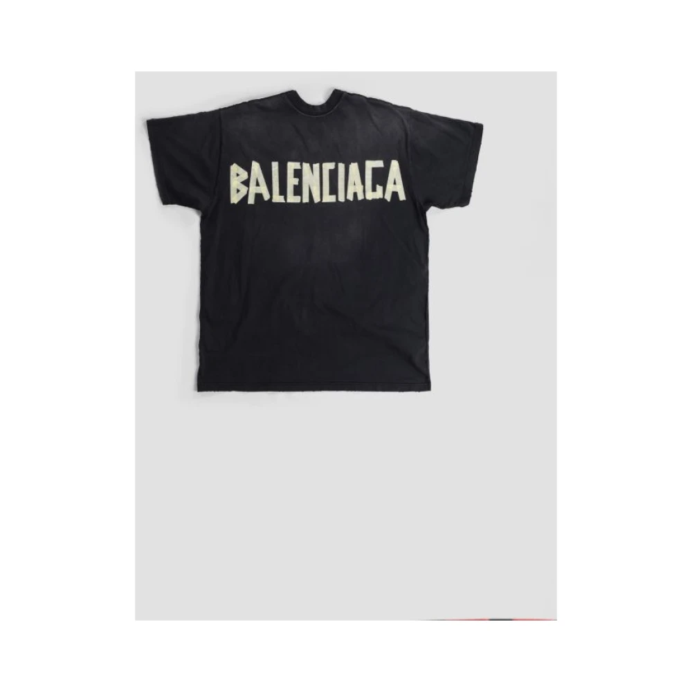 Balenciaga Dubbel Logo Oversized T-shirt Black Heren