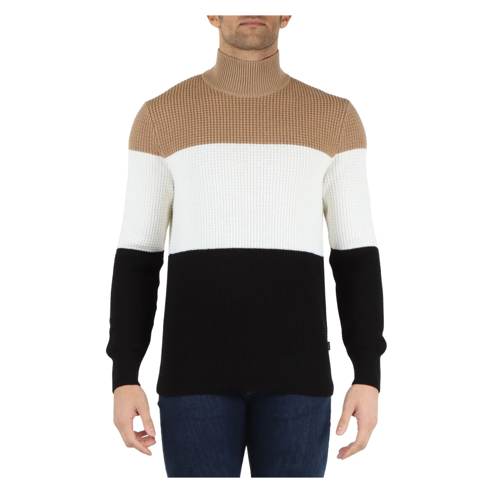 Boss Turtleneck Sweater van Virgin Wool en Katoen Beige Heren