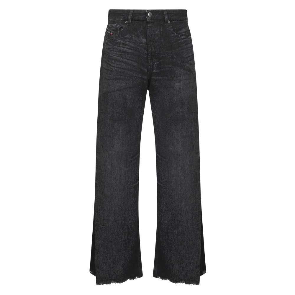 Diesel Women's Black Wide Jeans, W26, Wide Leg Hemp Denim Jeans