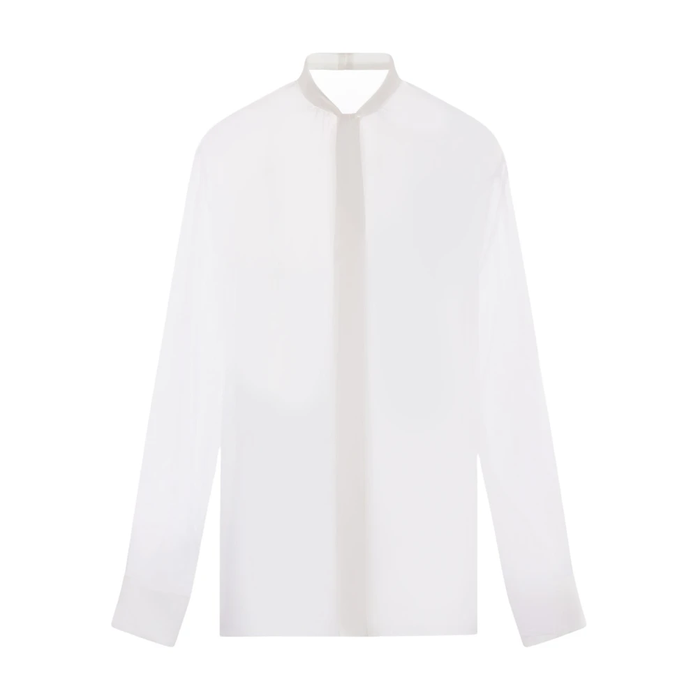 Dolce & Gabbana Witte zijden chiffon overhemd met strik White Dames