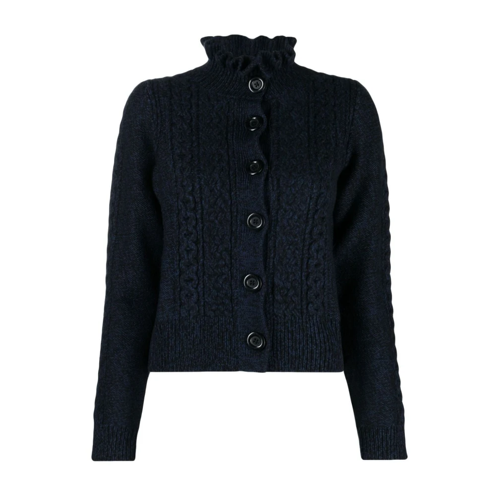 See by Chloé Svart Ull Turtleneck Cardigan Black, Dam