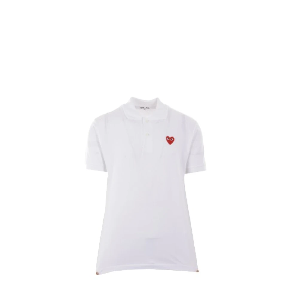 Comme des Garçons Play Wit Polo Shirt met Hart Logo White Heren