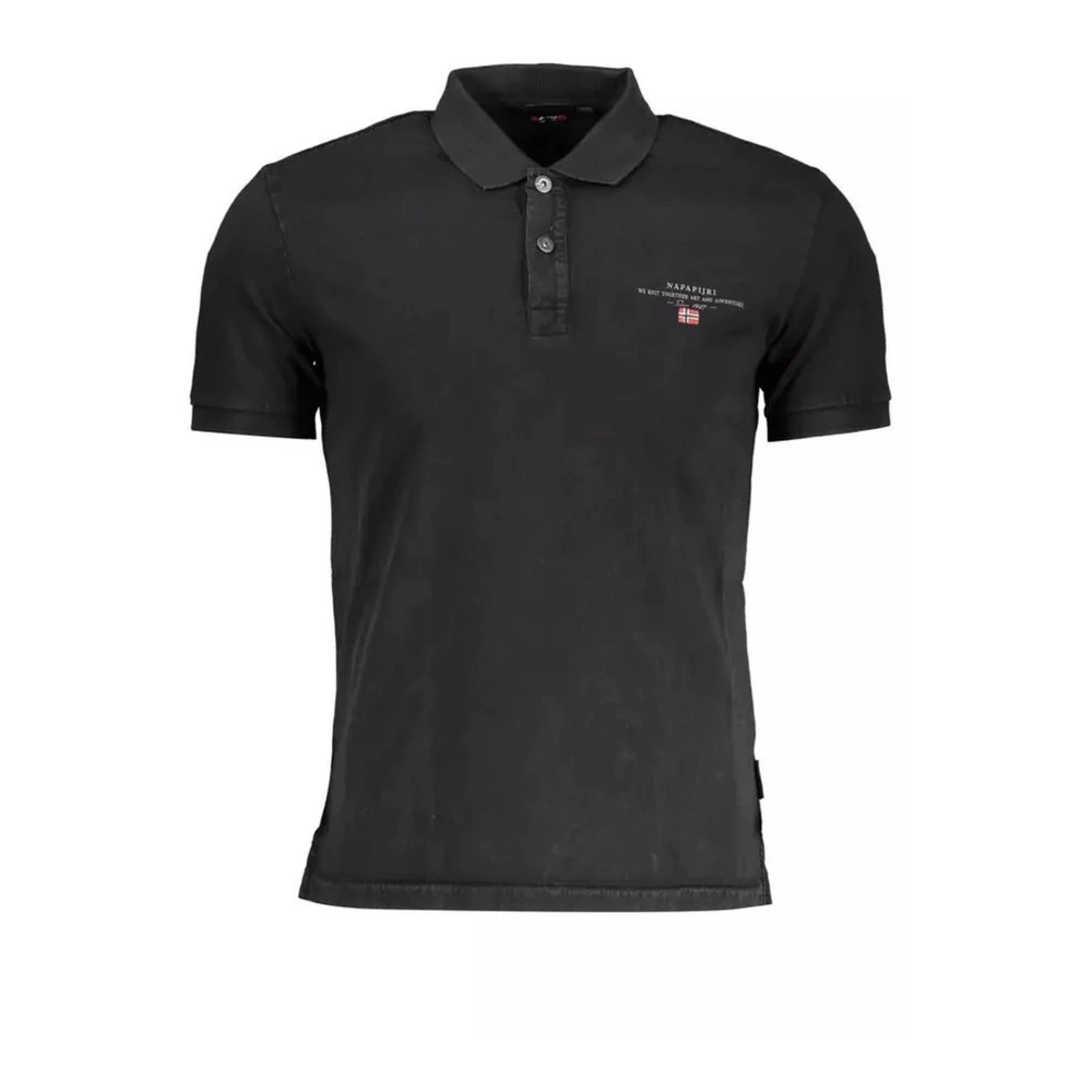 Napapijri Men's Black Cotton Polo Shirt Logo Embroidery
