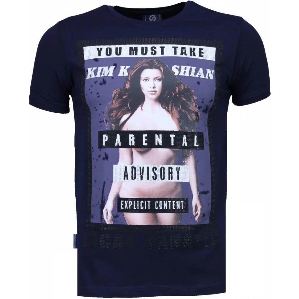 Local Fanatic Kim Kardashian Rhinestone - T-shirt Herr - 4779Nb Blue, Herr