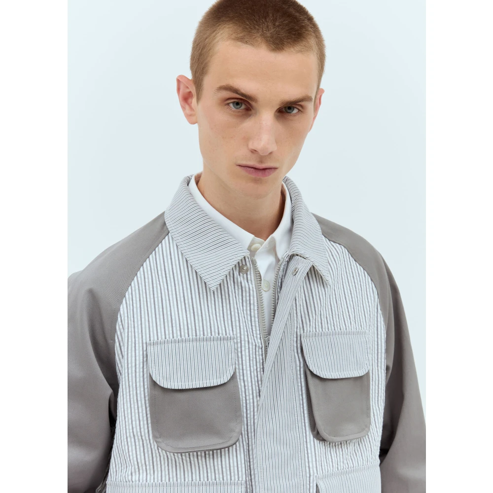 Thom Browne Seersucker Panel Field Jacket Gray Heren