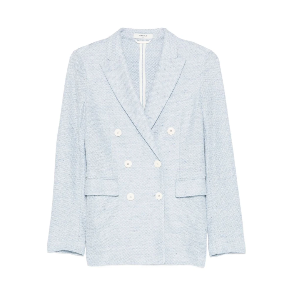 Circolo 1901 Women's Blue Double-Breasted Linen Blazer, Blazers, Xs, Jackets
