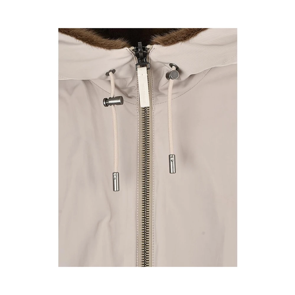 Yves Salomon Omkeerbare Bontjas Thermische Isolatie Beige Dames