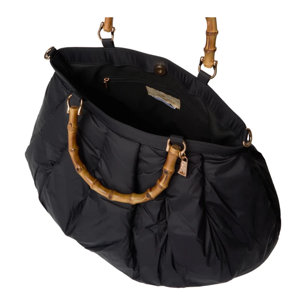 La Milanesa Gevoerde zwarte nylon handtas Mara Black Dames