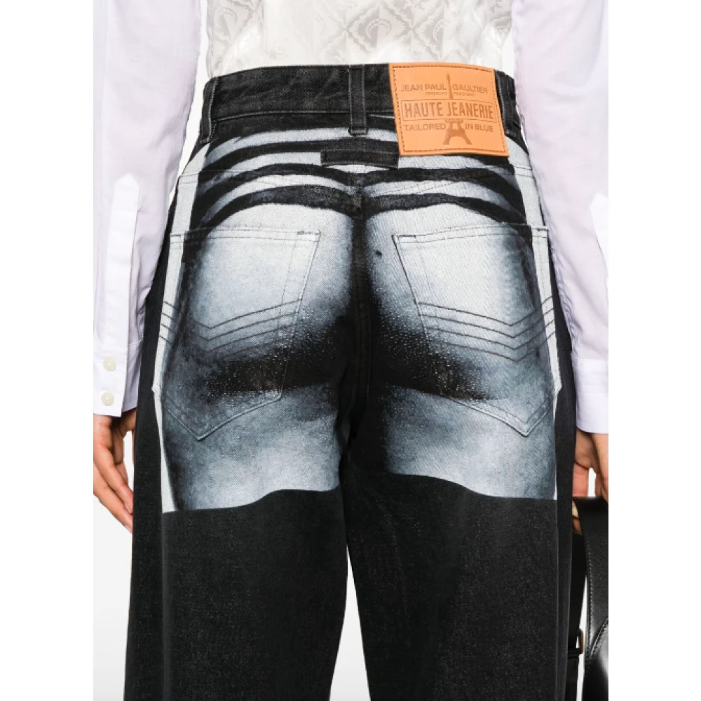 Jean Paul Gaultier Vintage Denim Printed Body Marinere Black Dames
