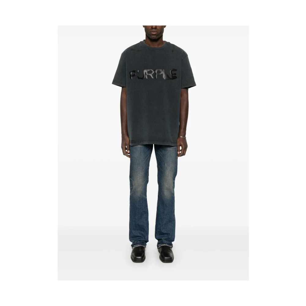 Purple Brand Zwarte T-shirt met ronde hals Black Heren