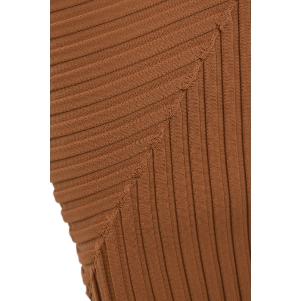 Liviana Conti Asymmetrische Geribbelde Rok Terracotta Orange Dames