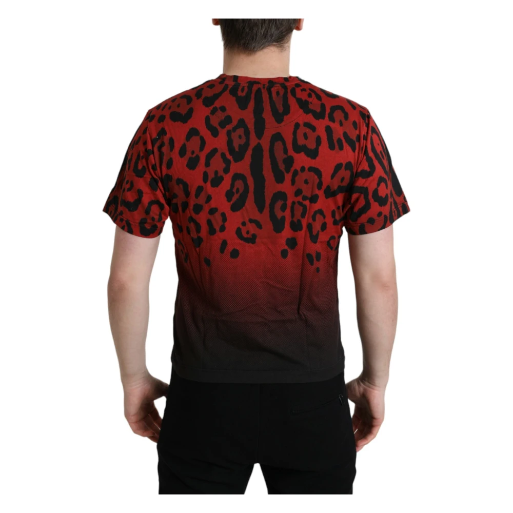 Dolce & Gabbana Rood Luipaardprint Crew Neck T-Shirt Red Heren