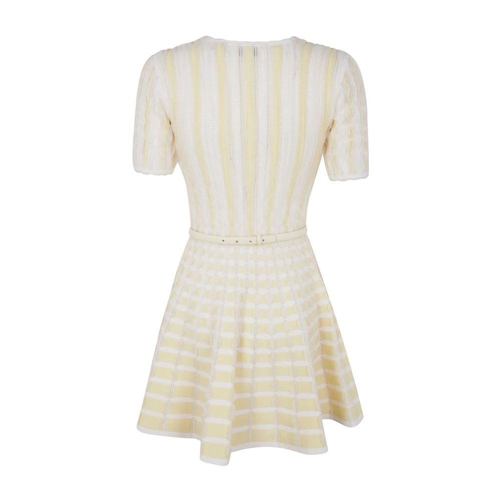 Elisabetta Franchi Gele en Witte Elegante Jurk Beige Dames