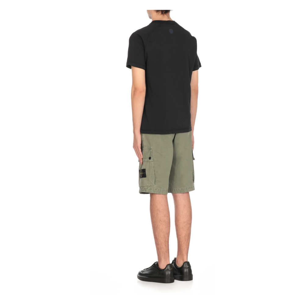 Stone Island Blauw Katoenen T-shirt met Logo Blue Heren