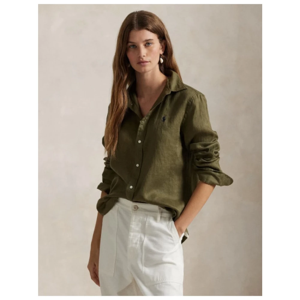 Polo Ralph Lauren Linnen overhemd met puntkraag Green Dames