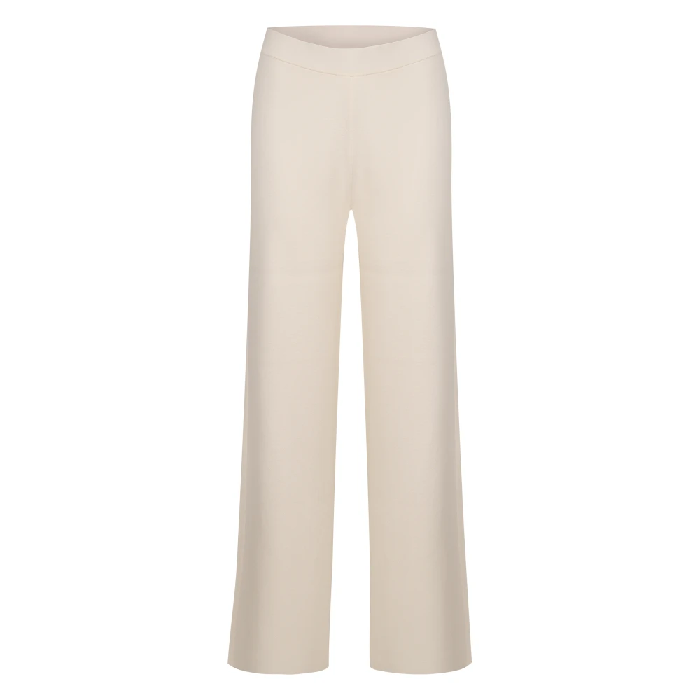 P.a.r.o.s.h. Wijde Roomkleurige Broek met Elastische Tailleband Beige Dames