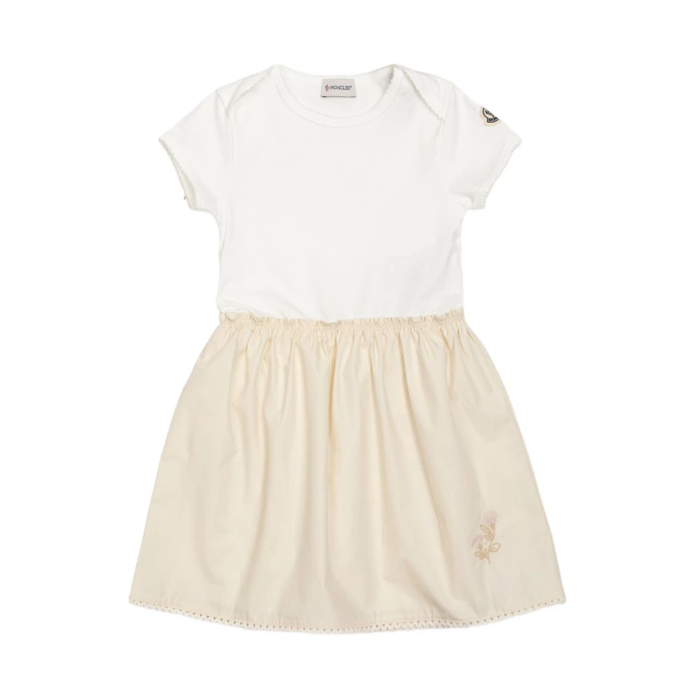 Moncler Girls Multicolor Dresses, 4 Y, Embroidered Flower Cotton Blend Dress