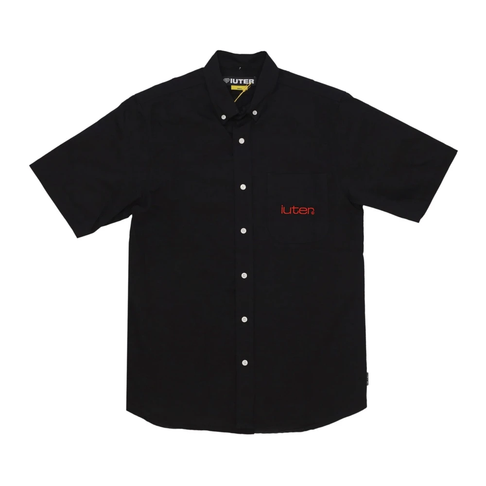 Iuter Geruite Zwarte Korte Mouw Shirt Black Heren