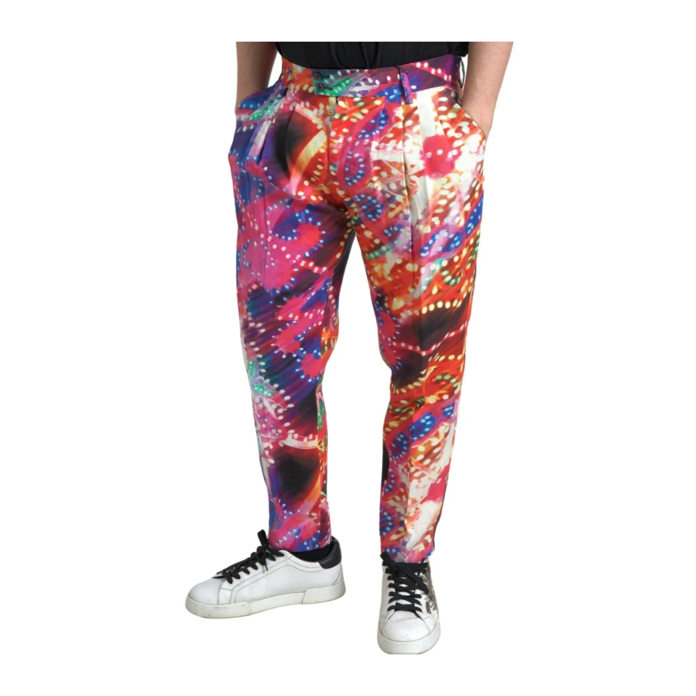 Dolce & Gabbana Multicolor Slim-Fit Trousers, Male, 3XL, Linen Trouser Trousers