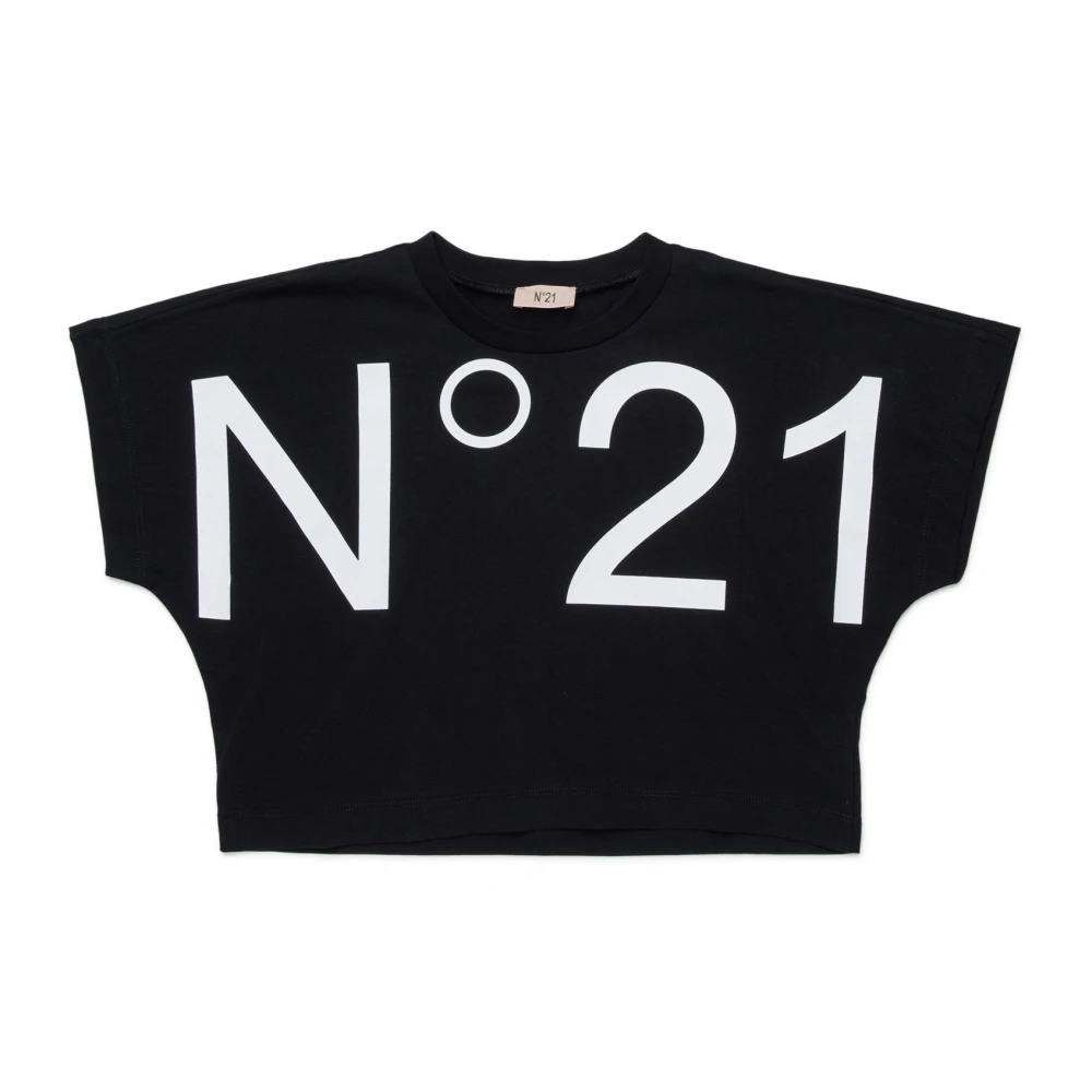 N21 Black Logo-Print T-Shirt - Female - Kids Short Sleeve T-Shirts - 12 Y - Kids