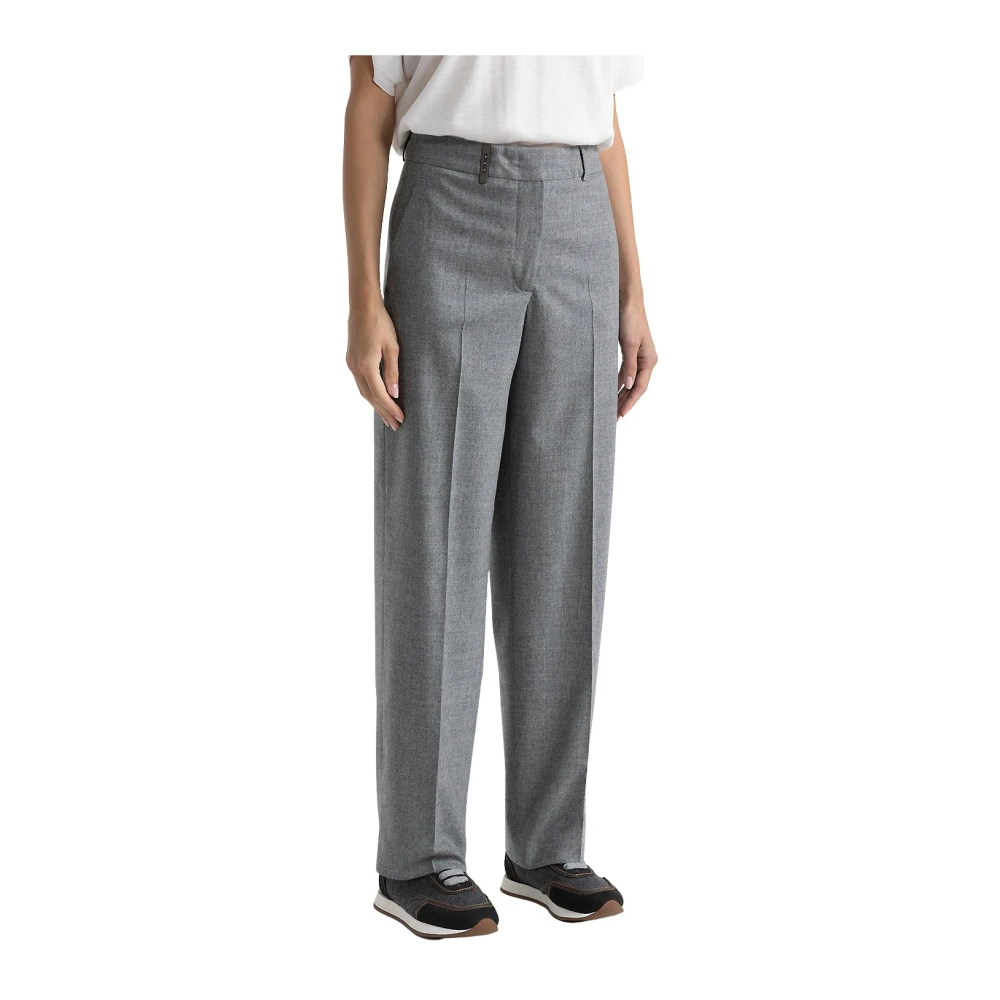 PESERICO Wol en kasjmier klassieke broek Gray Dames
