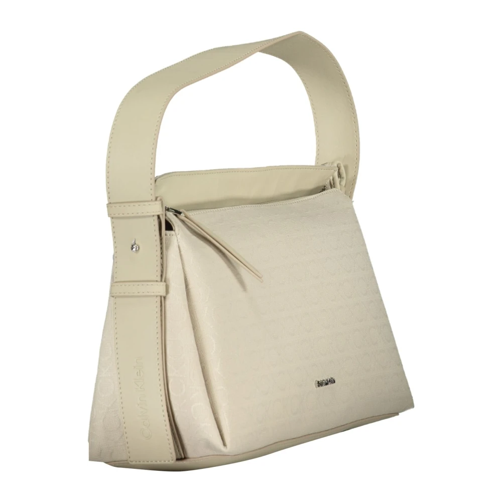 Calvin Klein Beige Schoudertas met Verstelbare Handvat Beige Dames