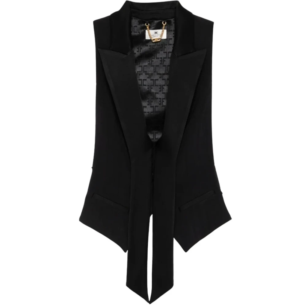 Elisabetta Franchi Zwarte Tuxedo Line Lichtgewicht Vest Black Dames