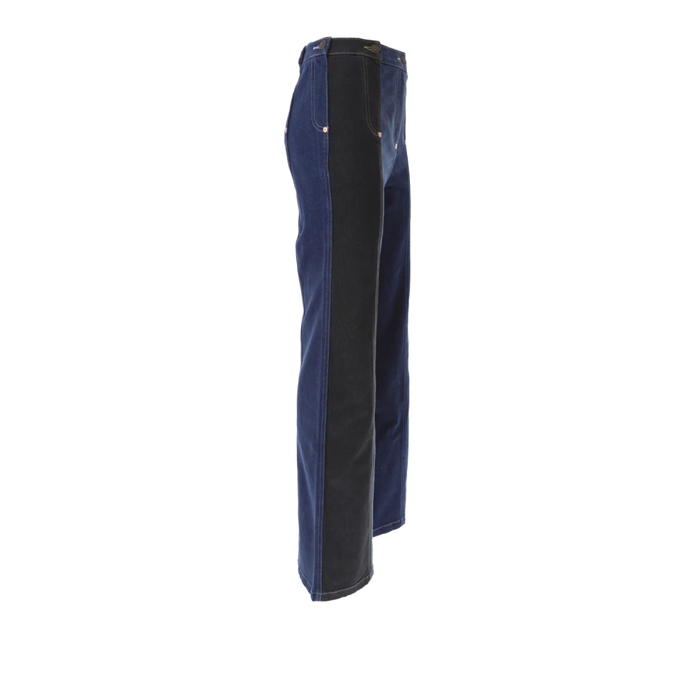 Moschino Patchwork Flare Denim Jeans Blue Dames