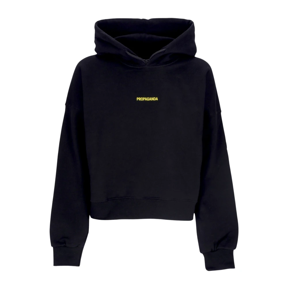 Propaganda Zwart Gele Cropped Hoodie met Slangenprint Black Dames