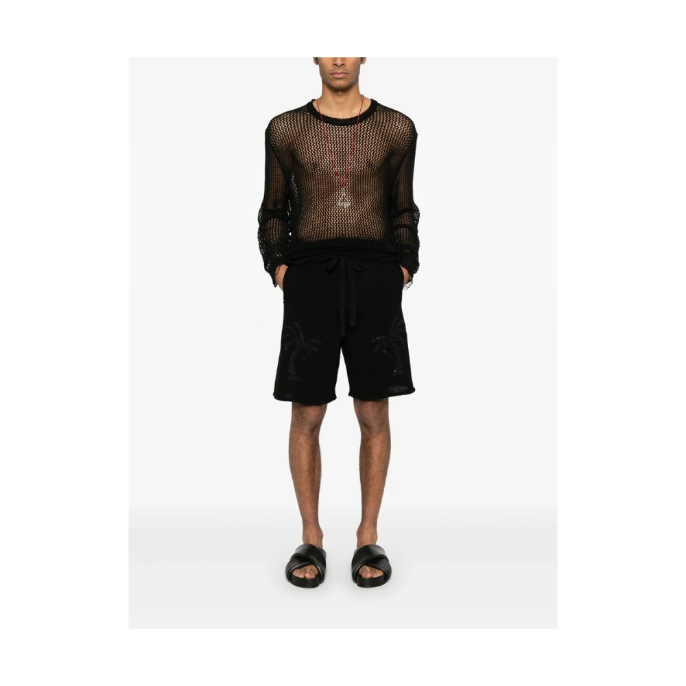 Laneus Zwarte Pailletten Detail Trekkoord Shorts Black Heren