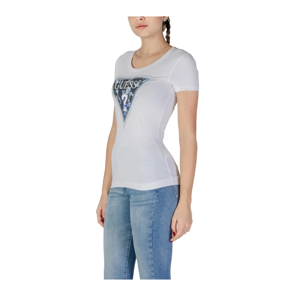 Guess Kristal Driehoek Logo Tee White Dames