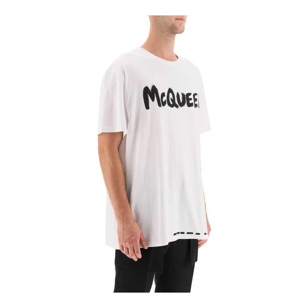 alexander mcqueen T-Shirt met Graffiti Print en Lettering White Heren