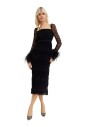 robe-midi-noire-a-plumes