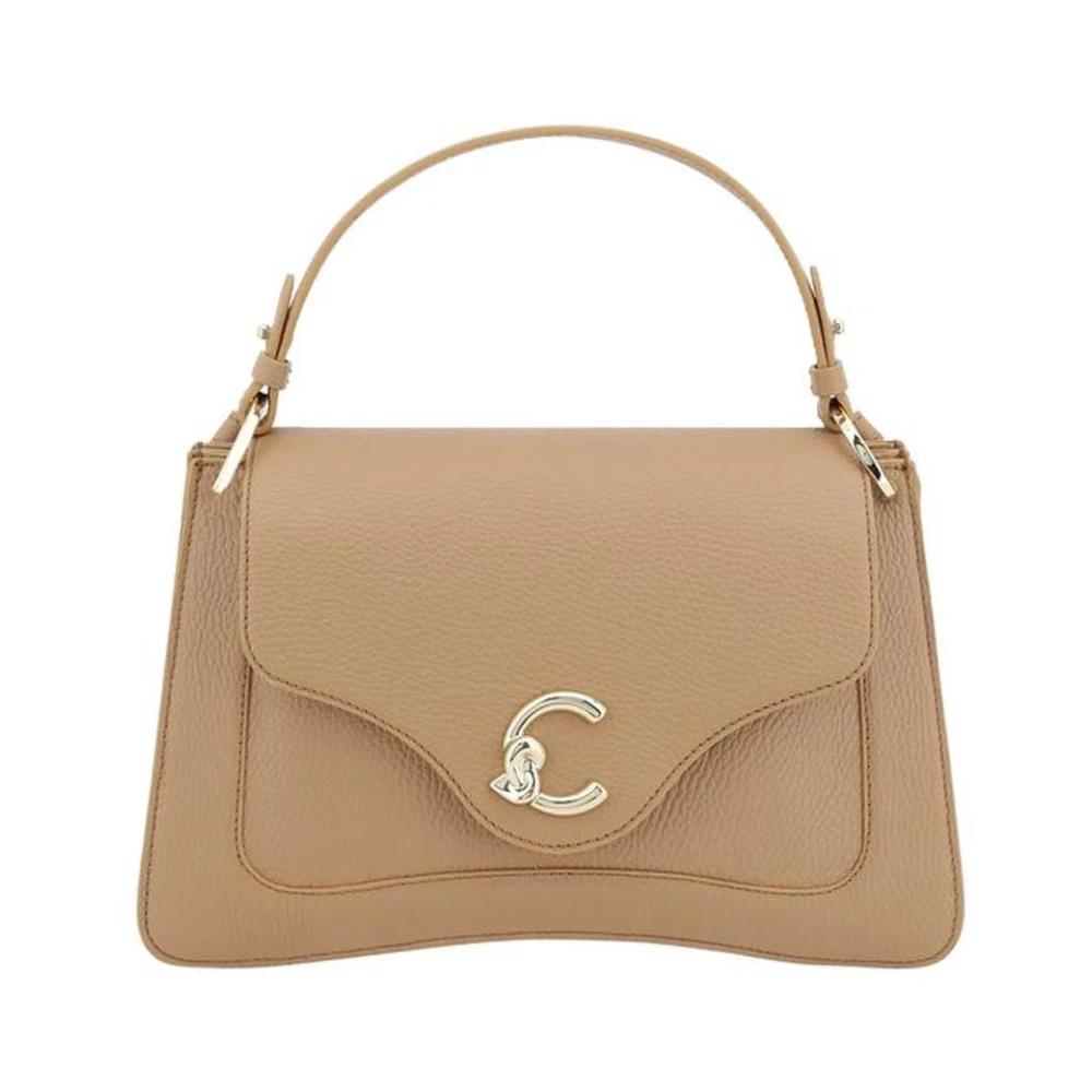 Coccinelle Schoudertas van generfd leer met magnetische klep Beige Dames