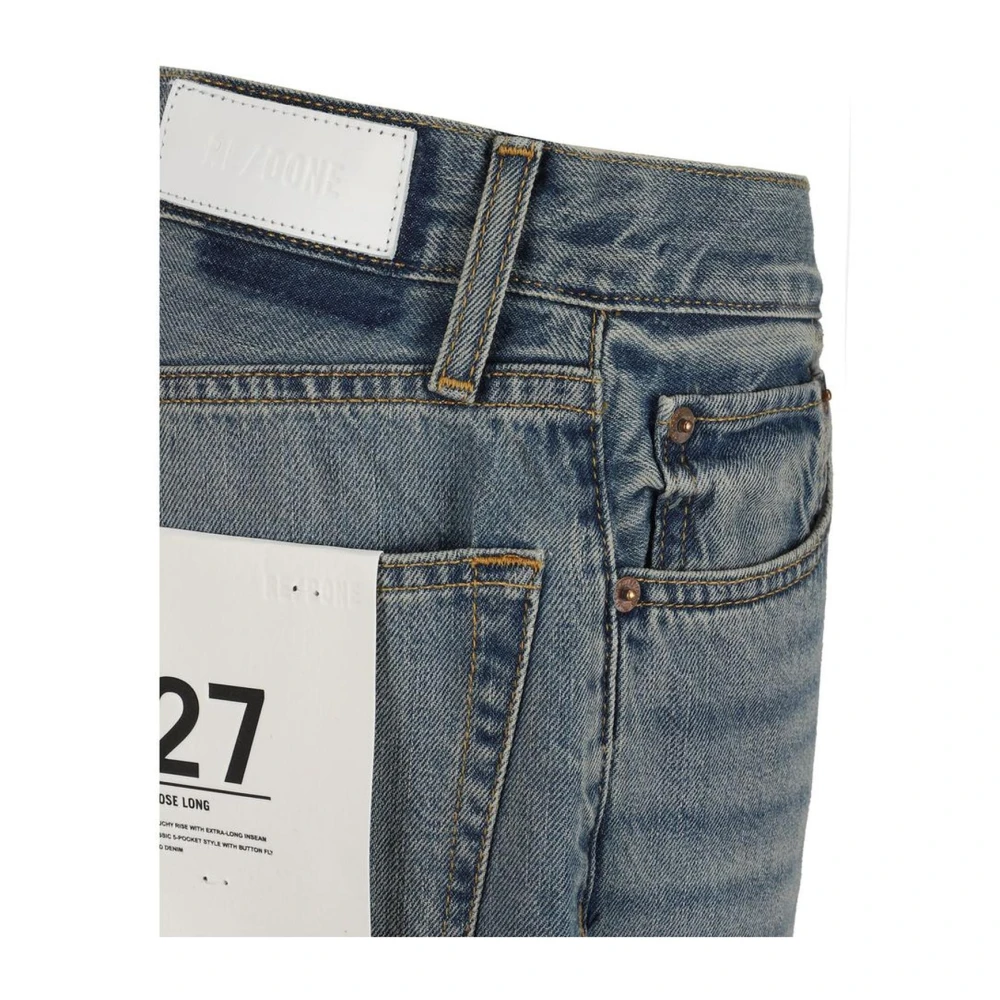 Re Done Klassieke katoenen jeans met leren patch Blue Dames