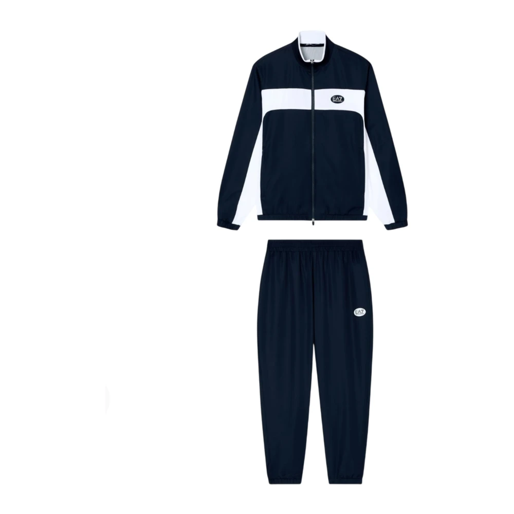 Emporio Armani Ea7 Homme Bleu - Survêtement En Tissu Technique Avec Détails Côtelés - Sport - Taille: Xl