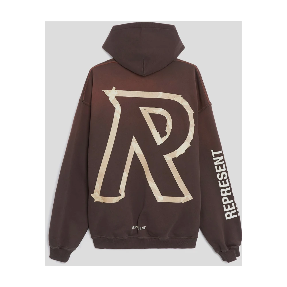 Represent Katoen Logo Hoodie Brown Heren