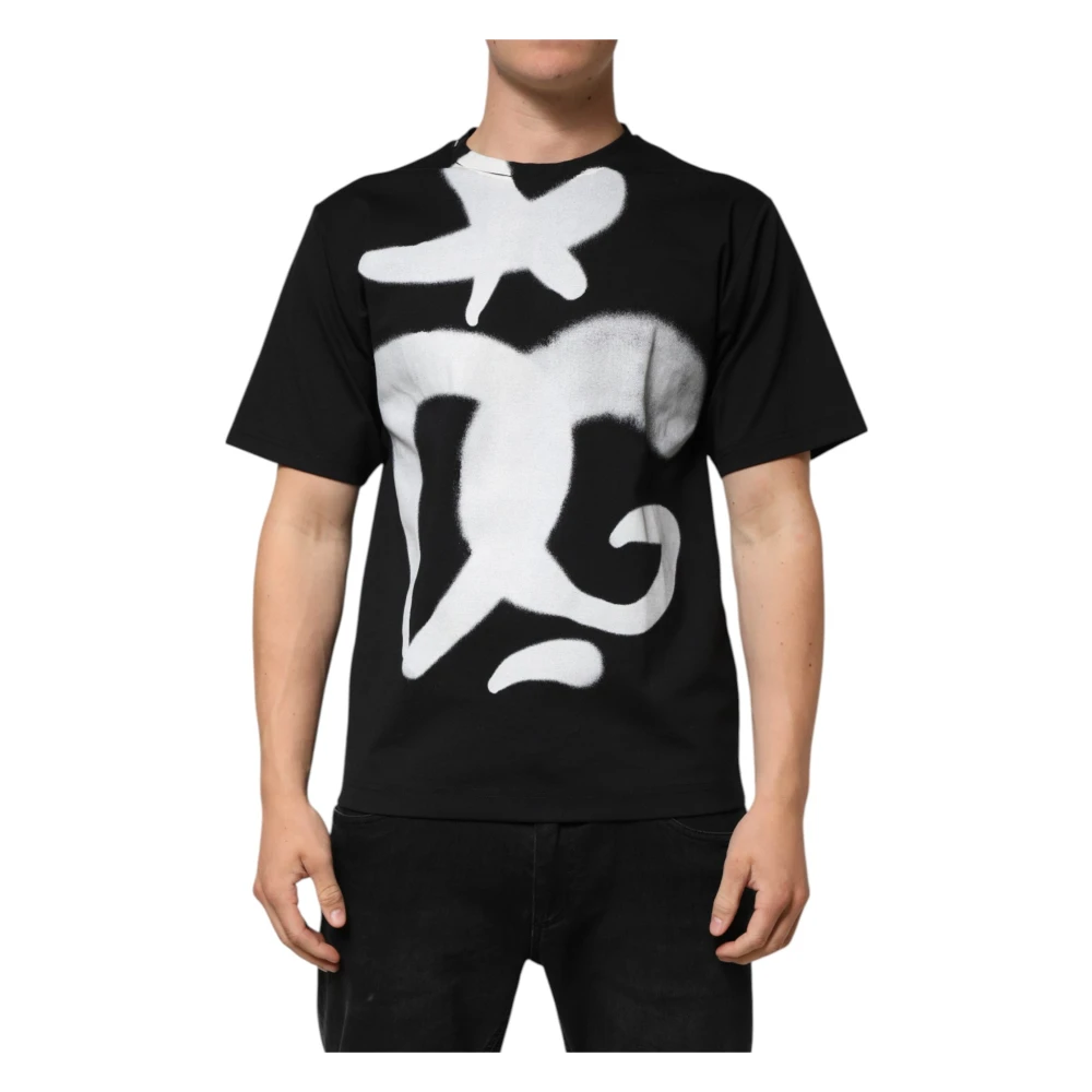 Dolce & Gabbana Men's Black Cotton Dg Logo Graffiti T-Shirt
