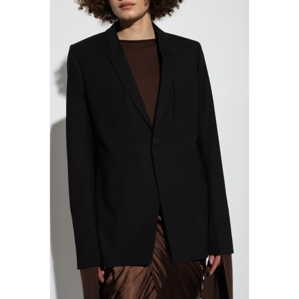 Rick Owens Fogpocket Wool Blazer Black Dames