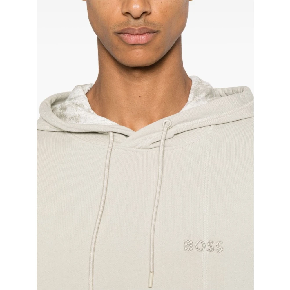 Boss Orange Geborduurd Logo Hoodie van Katoen Beige Heren