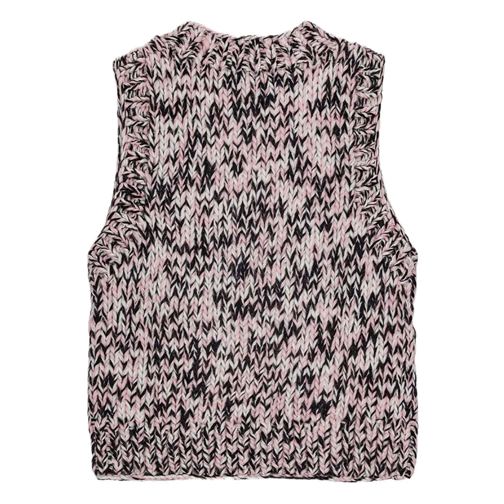 Ganni Krijtroze Wollen Gebreid Vest Pink Dames