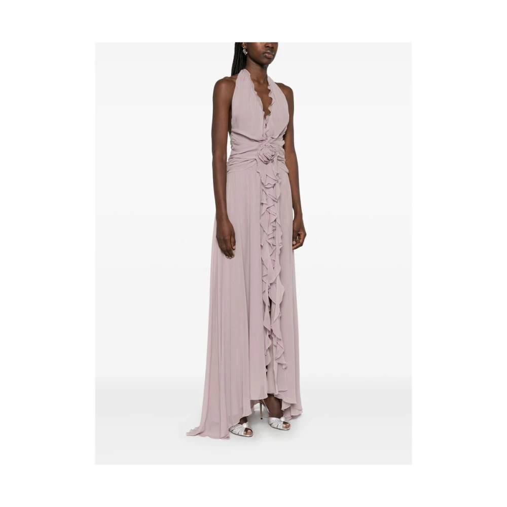 Blumarine Grijze Halternek Jurk met Voorspleet Purple Dames