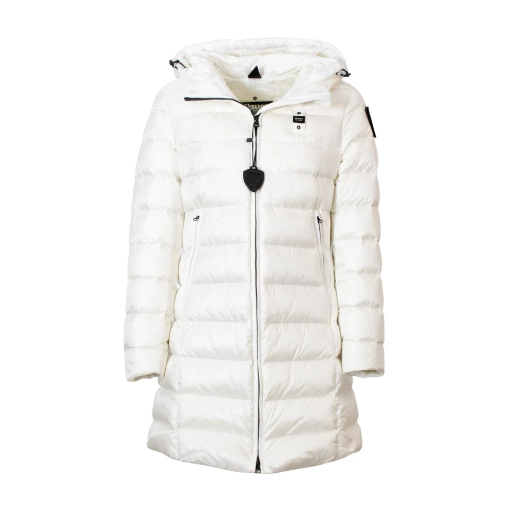 Blauer Damen Weiß Agnes Lange Daunenjacke