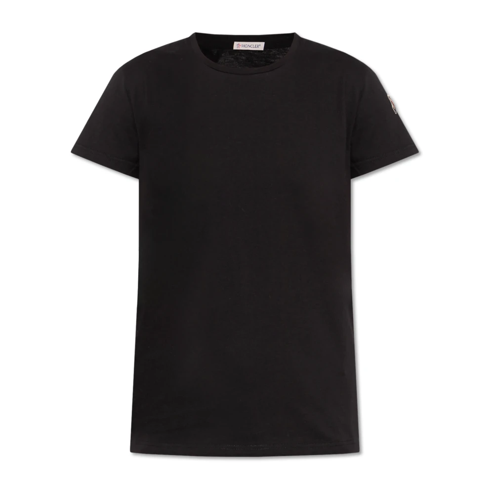 Moncler Katoenen T-shirt met ronde hals Black Dames