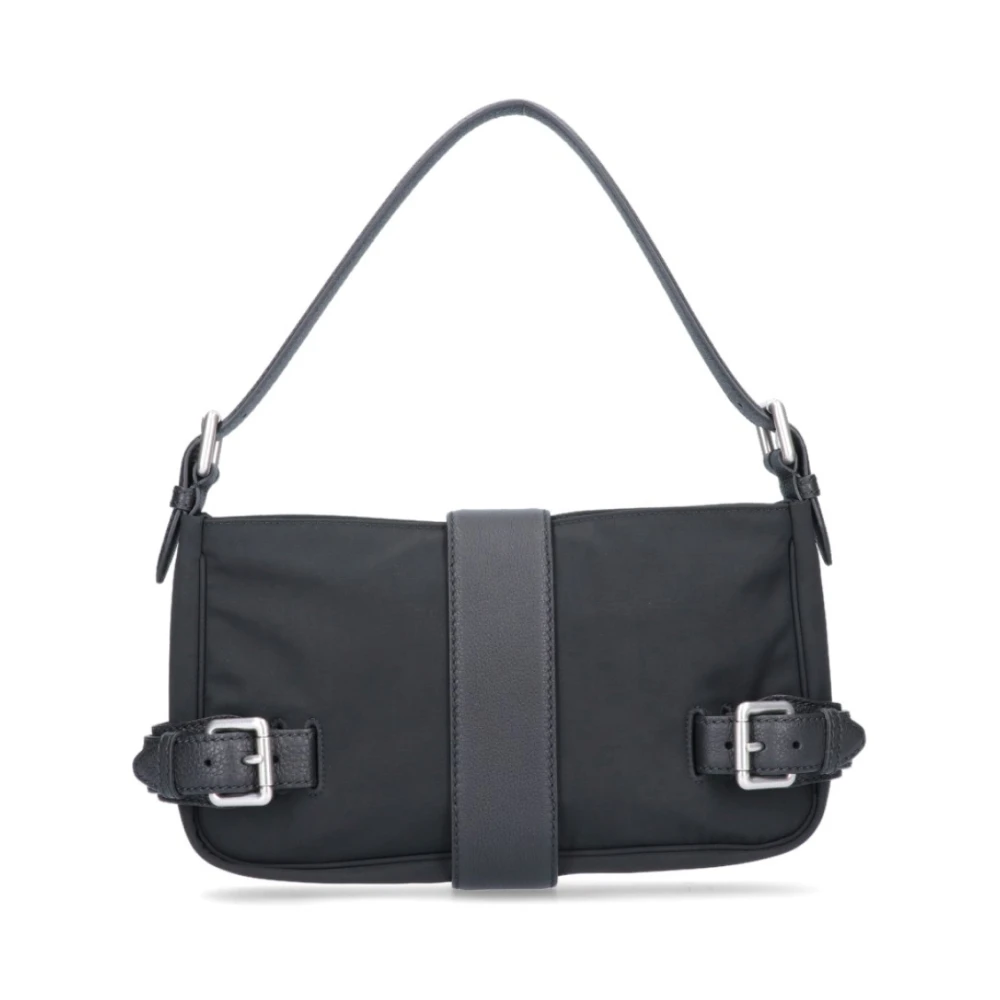 Bottega Veneta Zwarte Schoudertas met Logo Black Dames