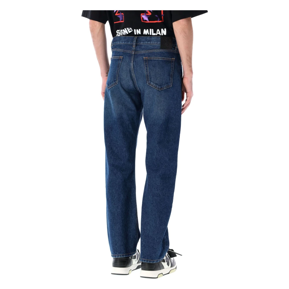 Off White Skate Jeans voor Urban Stijl Blue Heren
