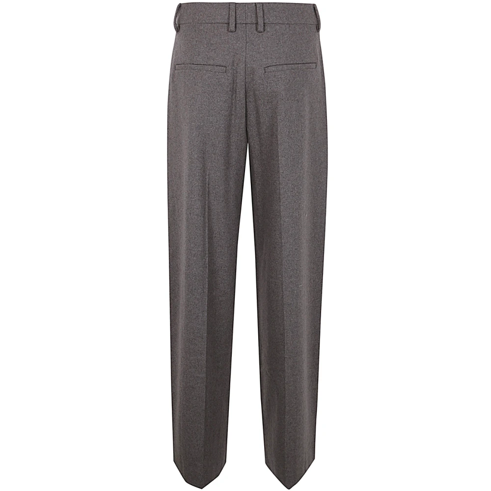 Filippa K Wijde geplooide flanellen broek in Driftwood Brown Dames
