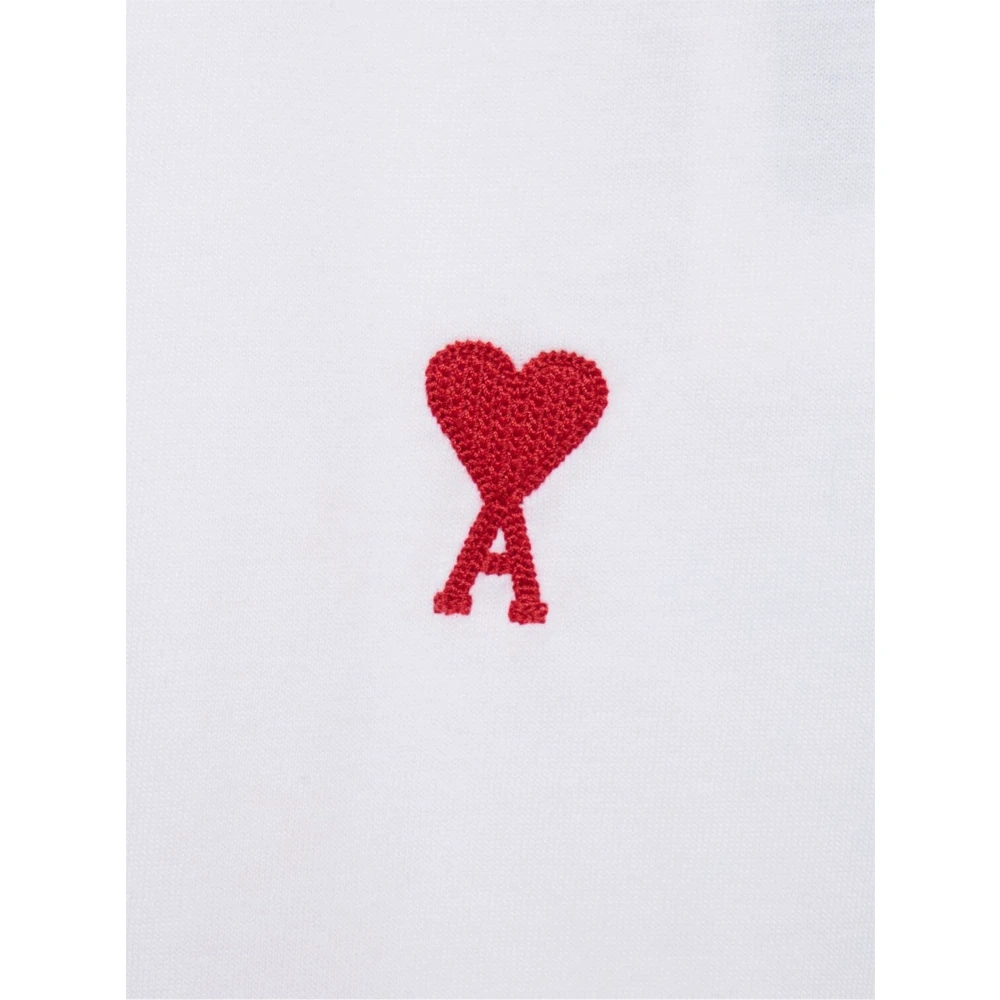 Ami Paris Witte Katoenen T-shirt met Monogram Motief White Dames