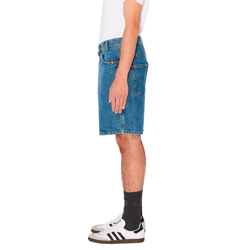 Amish Denim Shorts met Contrast Borduurwerk Blue Heren