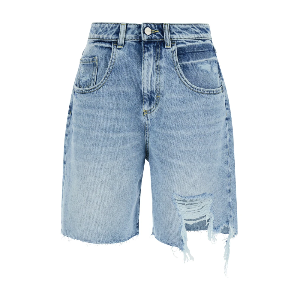 Icon Denim Wijde Pijp Denim Shorts Blue Dames